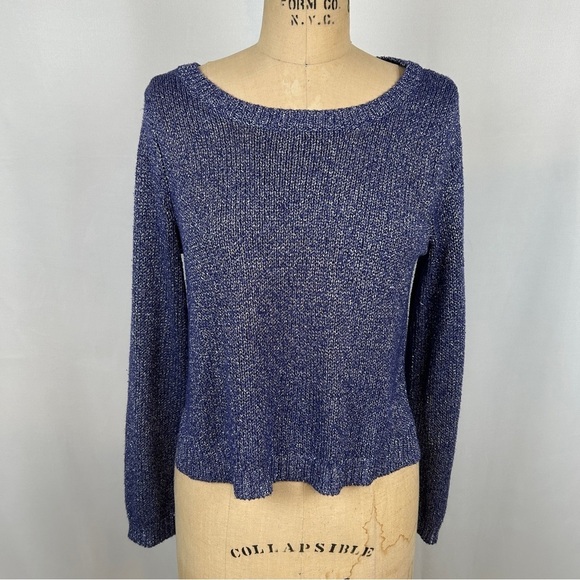 H&M Divided Metallic Blue Purple Knit Pullover Sweater Size 6 - Picture 1 of 9